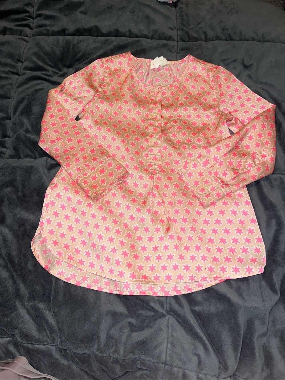 Pink Star Print Long Sleeve Blouse